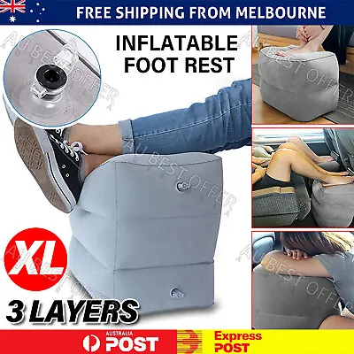 $15.42 • Buy Travel Air Pillow Foot Rest Inflatable Cushion XL 3 Layers Car Leg Footrest AU