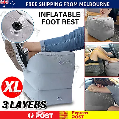 Travel Air Pillow Foot Rest Inflatable Cushion XL 3 Layers Car Leg Footrest AU • $13.99