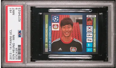 2013-14 Panini UEFA Champions League Stickers Son Heung-Min PSA 9 Mint Rookie • $126.31
