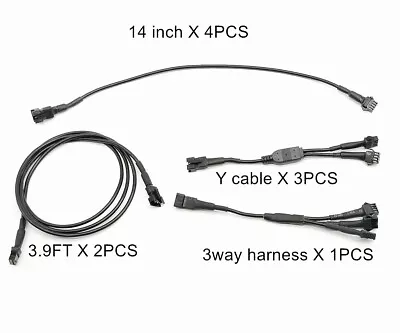 Extension Wire Y Cable 3 Way Harness Kit For Installed Motorcycle Neon Led Light • $16.69