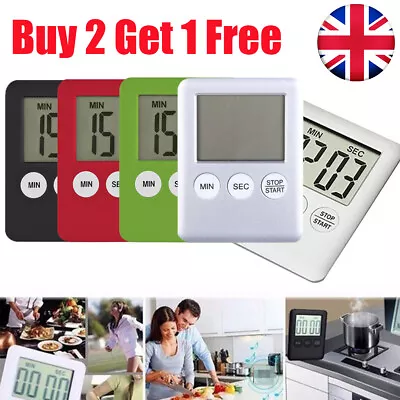 £0.99 • Buy UK Slim Magnetic LCD Digital Kitchen Timer Count Up Down Cooking Alarm Colorful