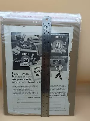 Original 1947 Cal Cola Truck Sign Bottle Ad Size: 9x 11.5 Inches • $9.99