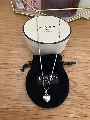 LINKS OF LONDON Heart Beaded Sterling Silver Necklace With Box • £50
