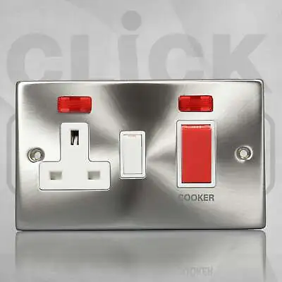 £5.95 • Buy Scolmore Click Deco 13A Victorian Satin Chrome DP Switch & Socket Neon (B2)