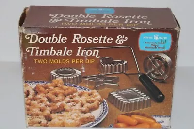 Vintage Double Rosette Timbale Iron Set Nordic Ware Original Box & Recipe Book • $14.99