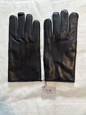 Coach Men's Cashmere Lined Black Leather Gloves XL NWT • $34.50
