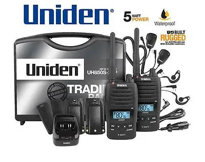 Uniden UH850S-2TP TWIN Tradie Pack 5 Watt Rugged Handheld CB UHF Walkie Talkie  • $568.88