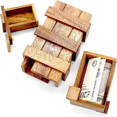 BSIRI Secret Puzzle Box- Brain Teaser Wooden Box With Hidden Compartments - Idea • $24.90