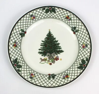 MIKASA Plate Heritage Christmas Story Salad Ivory Lattice Tree Presents 8.5  • $8.98