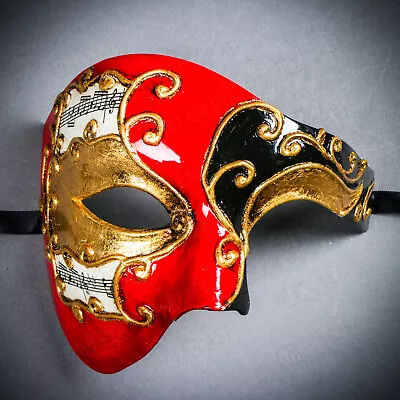 Men's Masquerade Ball Party Mask Venetian Greek Emperor Mask Costume Red Black • $19.99