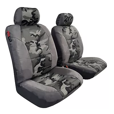 Canvas Seat Covers Grey Camouflage Front For Ssangyong Musso XLV Ultimate • $105.05