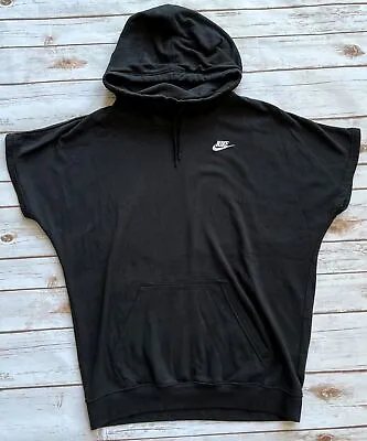 Nike Short Sleeve Funnel Neck Pullover Hoodie Black White Mens Small Excellent • $24.99