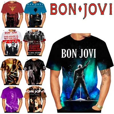 £9.59 • Buy Casual Women Men T-Shirt 3D Print Short Sleeve Tee Tops Bon Jovi Rock Streetwear
