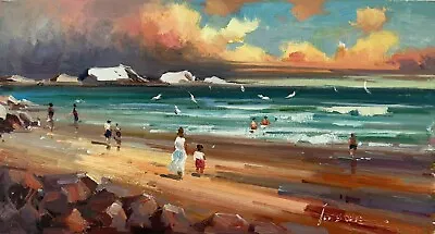 BeachOceanOriginal Oil Painting By Jason   60 X 30 Cm • $49.99