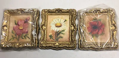 $12.50 • Buy Set Of 3  Rococo Style Plaster Gilt All Hand Painted Oil 5X5.5”
