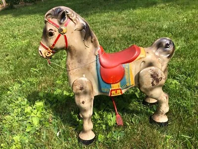 Antique 1940s Mobo Metal Children's Riding Horse Toy • $300