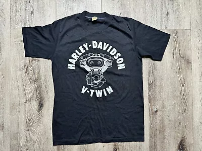 $150 • Buy Vtg Harley Davidson V-twin 70s Fat Boy T Shirt Rock 3D USA Emblem Vela Hog Eazy