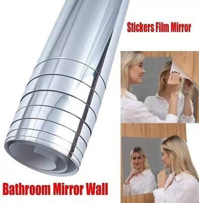 Mirror Wall Sticker Roll Self Adhesive Sticky Room Film Decor Bathroom • £2.99