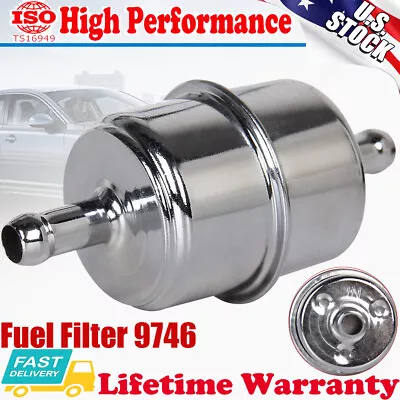 9746  Fuel Filter Chrome Canister For 3/8  ID Hose Carburetor Inline Gas Filter • $8.99