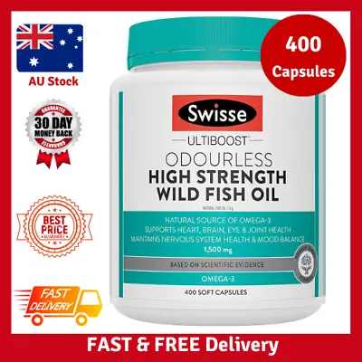 Swisse-Odourless High Strength Wild Fish Oil Ultiboost 1500mg 400 Capsules • $43.89