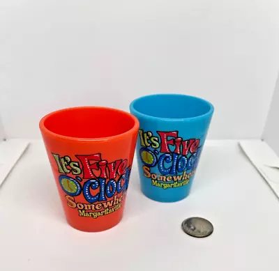 Margaritaville Orange And Blue Plastic It's 5 O'Clock Somewhere  -  Shot Glasses • $5