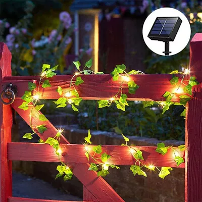 Solar Ivy String Lights Garland Wreath Artificial Green Leaves Garden Party Xmas • £6.45