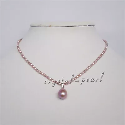 GENUINE AAA 3-4 MM Cultured Akoya Purple PEARL NECKLACE 14K Gold Clasp 18 16  • $39.99