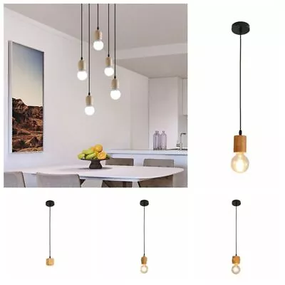 Retro Wooden Pendant Lights Small Ceiling Lamp Light Fixture Lamp Base  Kitchen • $27.09