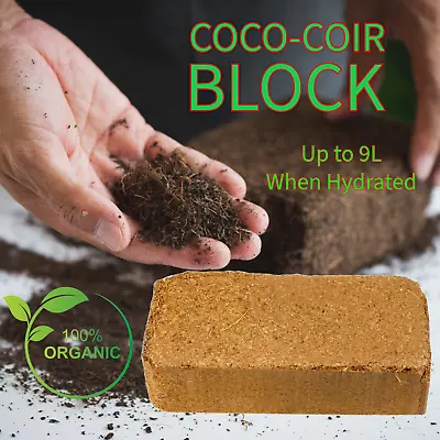 Coco Coir Compost Brick 9 Litre 650g Peat-Free Garden Reptile Bedding Snail • £4.99
