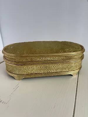 Vintage Glam Gold Thread Jewelry Box With Mirror • $12