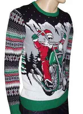 Mens MOTORCYCLE Harley Light Up Flashing Ugly Christmas Sweater Party M L NEW • $49.99