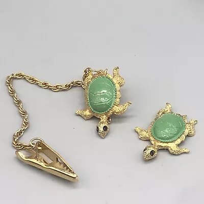 Vintage Turtle Sweater Clips Gold Tone Broken Chain Repair Repurpose Scarf Clip • $8.24