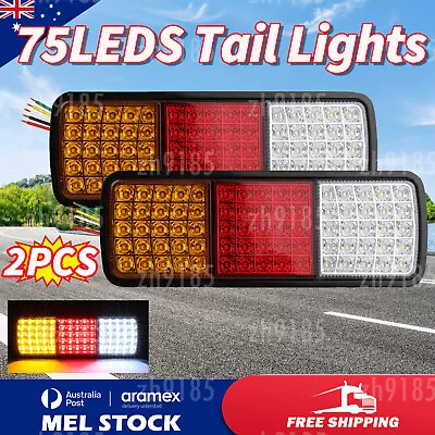 2 X 75 LED Tail Lights Stop Reverse Indicator 12V Ute Trailer Caravan Truck Boat • $27.95