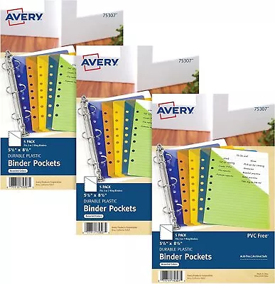 Avery Mini Binder PocketsAssorted ColorsFits 3-Ring Binders And 7-Ring Binders • $11.62