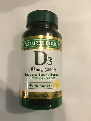 Nature's Bounty D3 50mcg (2000IU) 150 RAPID RELEASE SOFTGELS Exp. 08/2026 • $9.25