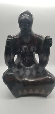 Manuel Felguerez Attributed 16  High Black Female Statue W/ Braided Hair Seated • $495.92