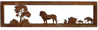 Rusted Metal African Savanna Lion And Hyena Wall Art Garden Decor • £16.99
