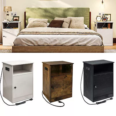 3 Colors Nightstand With USB Charge Station Sofa Side End Table Night Stand • $54.39