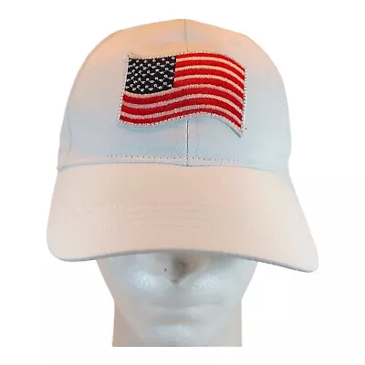 USA Flag Hat Cap. Patch White Patriotic Dad Hat Hope & Wonder. Hook & Loop • $10.93