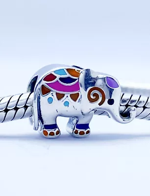 💖 Lucky Elephant Charm Bead Colourful Animal Genuine 925 Sterling Silver 💖 • £16.95