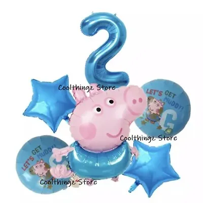 £8.99 • Buy PEPPA PIG GEORGE BALLOONS 2nd Birthday Party 6 Piece Foil Kids AGE 2