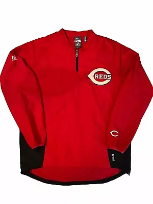 Majestic Cincinnati Reds MLB Men's Medium Cool Base 1/4 Zip Warm Up Jacket • $19.99