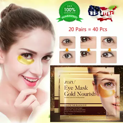 Gold Crystal Collagen Eye Mask 20Pcs Patch Wrinkle Anti Aging Dark Circle Pads • $8.98