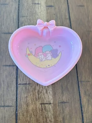 Vintage 1976 Sanrio Little Twin Stars  Pink Heart Shaped Plastic Trinket Dish • $19.99