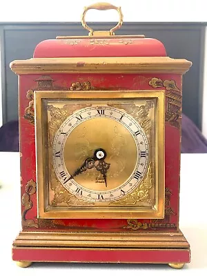 Elliott London Chinoiserie Bracket Clock Red Cinnabar Gold Hand Painted • $799