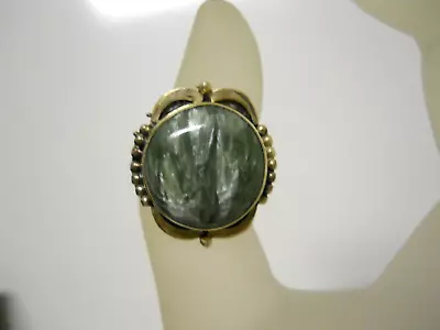 Vintage Seraphinite Sterling Silver Ring 925 Sizeable Gemstone Jewelry #724 • $23.96