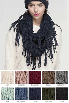 Jinscloset C.C Women's Winter Warm Knitted Infinity Scarf With Fringe • $16.99