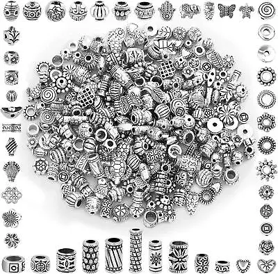 350Pcs Silver Spacer Beads Jewelry Making Mixed Jewelry Spacer Beads Bulk Random • $12.59