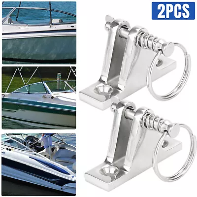 2X Marine Boat Bimini Top Deck Hinge Mount Fitting Stainless Steel Hardware DA • $12.48