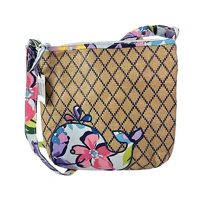 Vera Bradley Marian Straw Beach Crossbody Bag Floral Whale Applique • $24.99